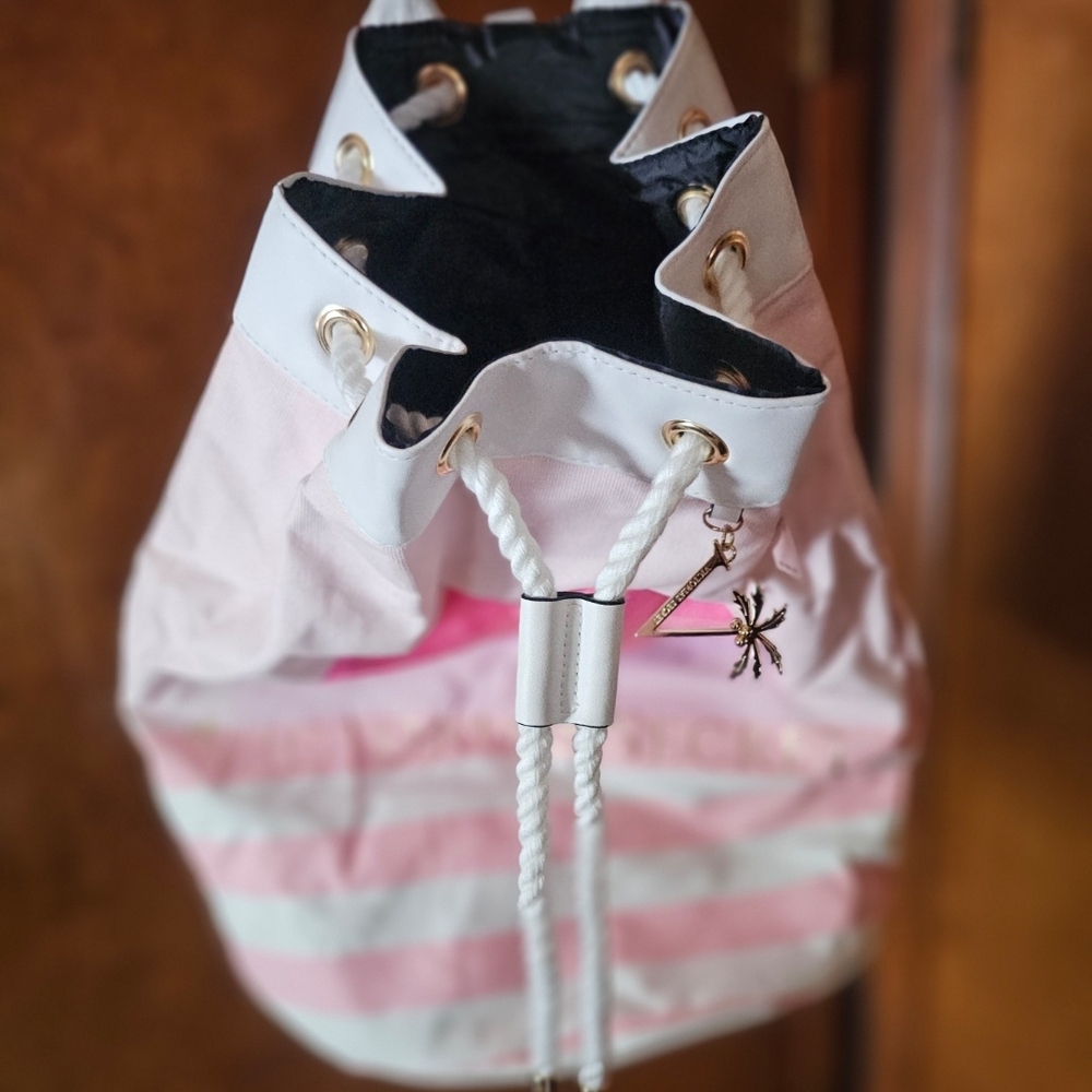 Victoria's Secret Pink and White Striped Backpack